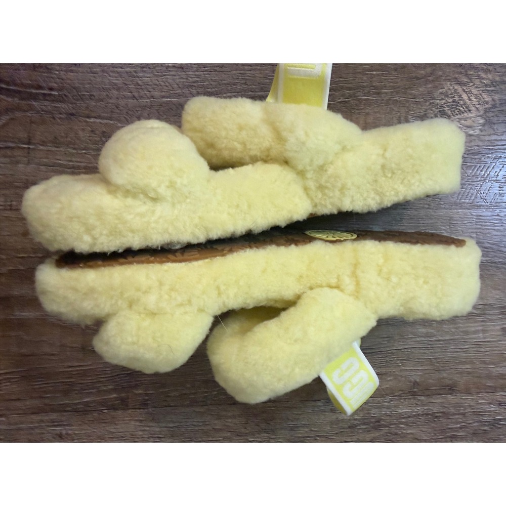 UGG Oh Fluffita Sulfur Yellow Sheepskin Platform Slingback Slides Sandals Size 9 - Picture 7 of 7